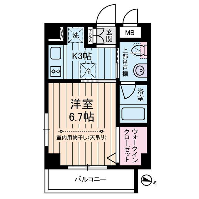 ドゥーシエル桜新町(1K/2階)の間取り写真