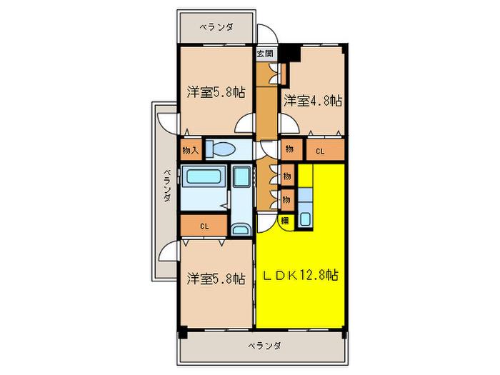 サーナ野並(3LDK/11階)の間取り写真