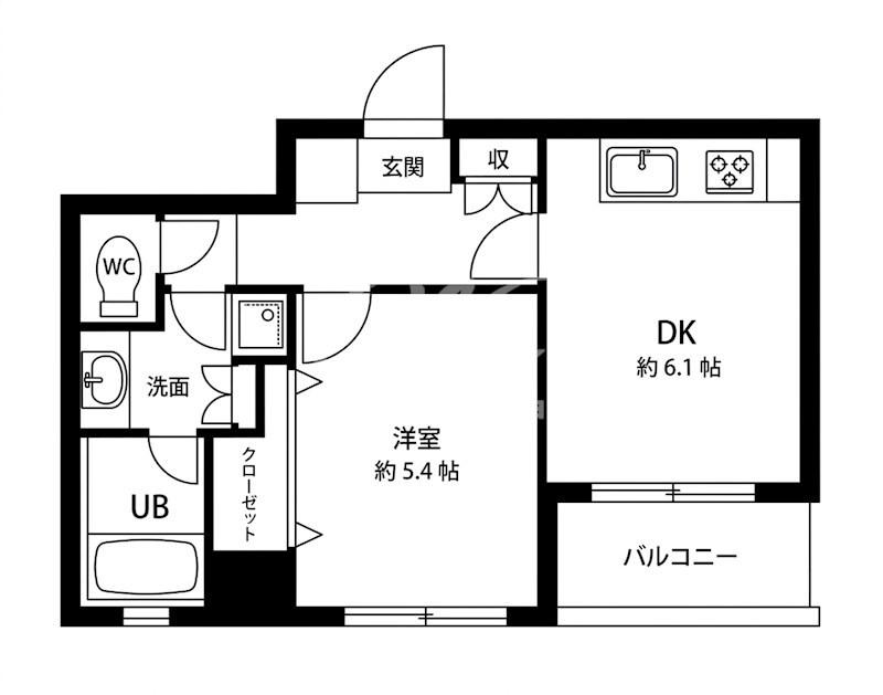 ラクラス田原町(1DK/3階)の間取り写真