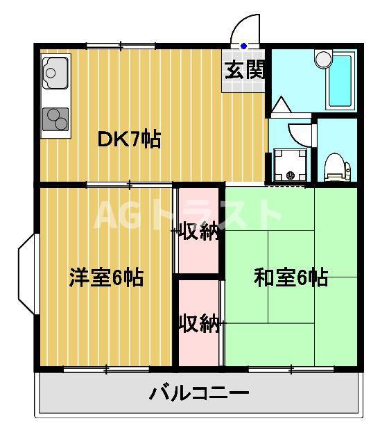 第2トミハイツ(2DK/1階)の間取り写真