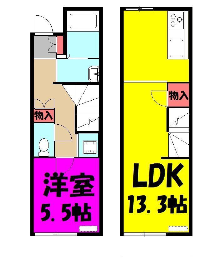 カラーズ(1LDK/1階)の間取り写真