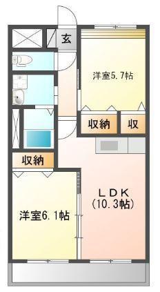 ベル・ブランシュ(2LDK/1階)の間取り写真