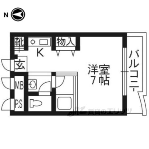 レッドボールコート上鳥羽(ワンルーム/2階)の間取り写真