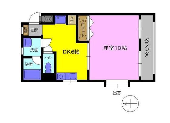 コムフォート21(1DK/2階)の間取り写真