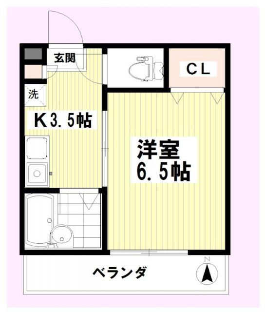 サングレース(1K/2階)の間取り写真