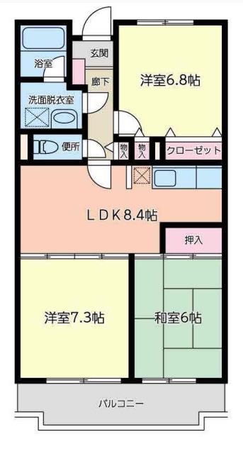 コンフォール北寺尾(3LDK/2階)の間取り写真