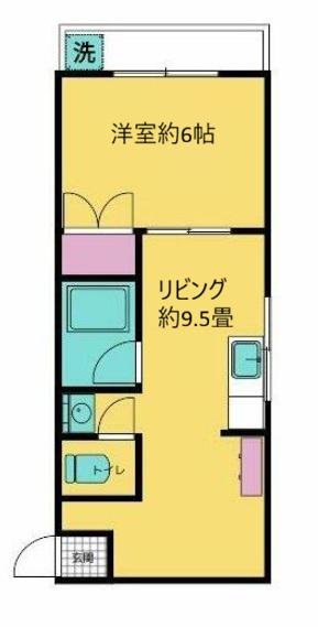 カメリアビル(1LDK/2階)の間取り写真