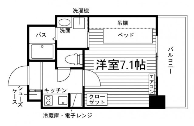 ロイヤル九大学研都市南(1K/4階)の間取り写真