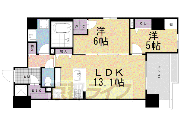 STANDZ河原町五条(2LDK/7階)の間取り写真