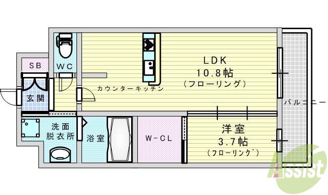ドン・パレス(1LDK/10階)の間取り写真