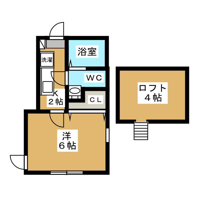 キャスル河原(1K/1階)の間取り写真