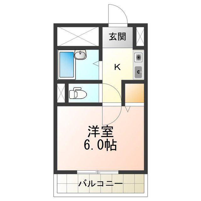 サンライズ長居(1K/2階)の間取り写真