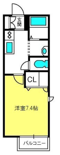フラット北大宮(1K/1階)の間取り写真