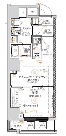 ガリシア森下VI(1DK/11階)の間取り写真