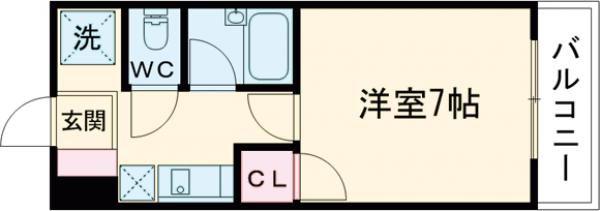 Mエスタシオン(1K/1階)の間取り写真