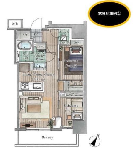 アーバネックス日本橋茅場町(2LDK/6階)の間取り写真