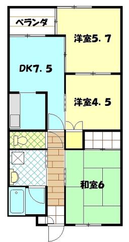 ベルエール・ヨコスカ(3DK/1階)の間取り写真