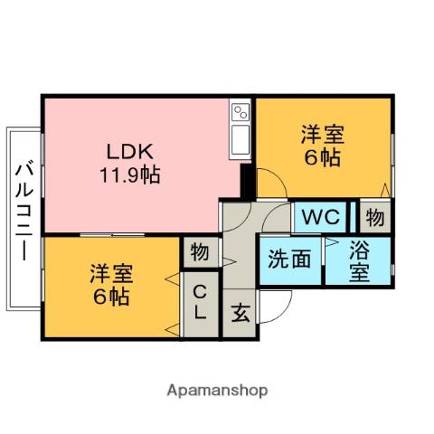 リラ・ミューレン(2LDK/2階)の間取り写真