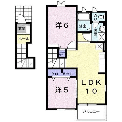 サニーハウス武井壱番館(2LDK/2階)の間取り写真