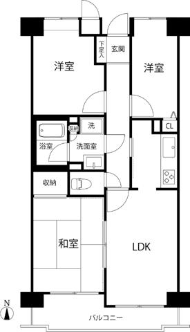 新横浜ガーデンコートAサイド(3DK/3階)の間取り写真