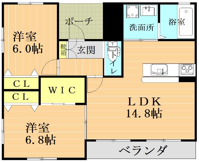 山王団地参番館(2LDK/2階)の間取り写真