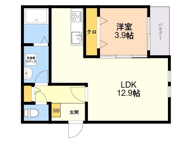 麦野4丁目AP(1LDK/2階)の間取り写真
