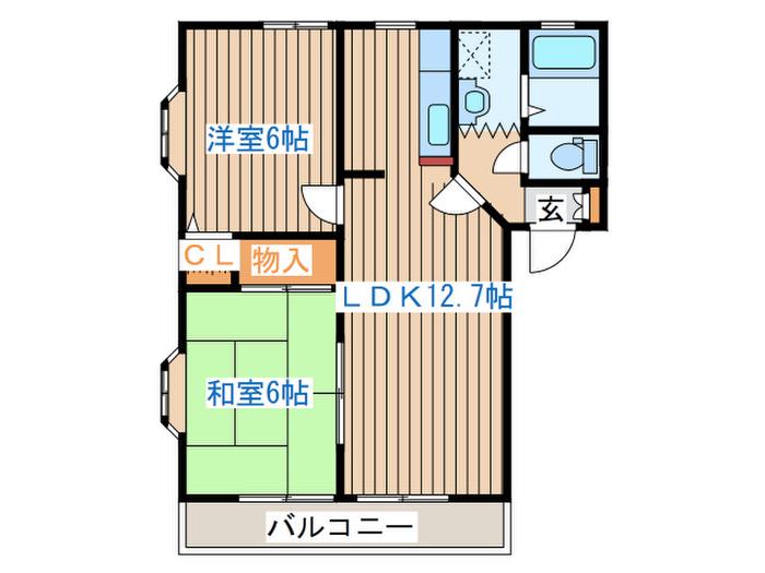 パストラル八本松(2LDK/2階)の間取り写真