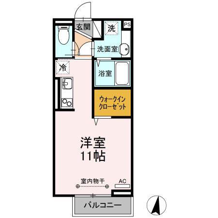 サニーコート小関(ワンルーム/2階)の間取り写真
