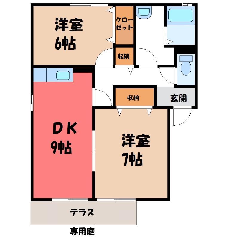 セントラルハイツA(2DK/1階)の間取り写真
