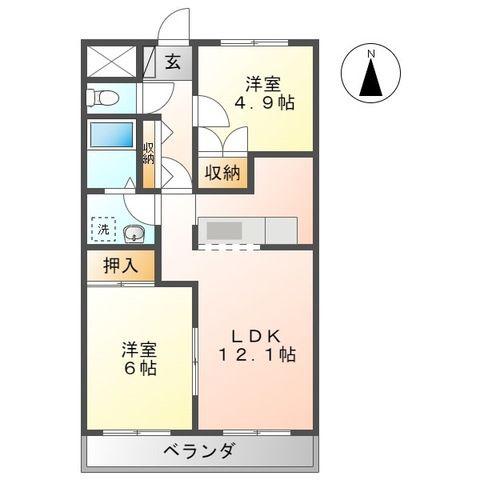 ブルーマリン茅ヶ崎(2LDK/3階)の間取り写真