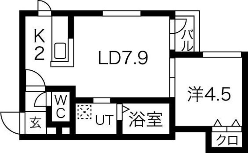 ラージヒル中の島(1LDK/3階)の間取り写真