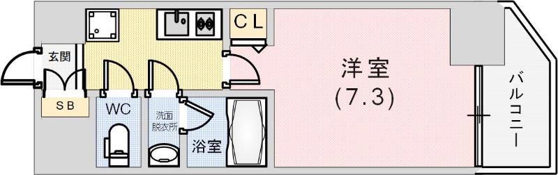 セオリー神戸クレール(1K/11階)の間取り写真