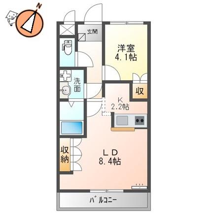 COMFORCE橋本(1LDK/1階)の間取り写真