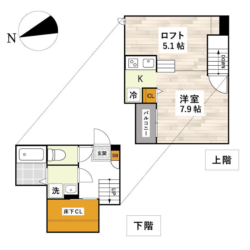 ADC緑町マーレI(1K/1階)の間取り写真