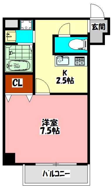 アヴェーレ早苗町(1K/3階)の間取り写真