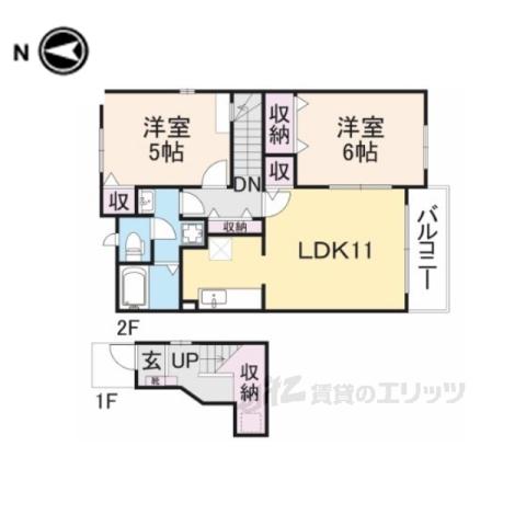 ヴェルドミール3(2LDK/2階)の間取り写真