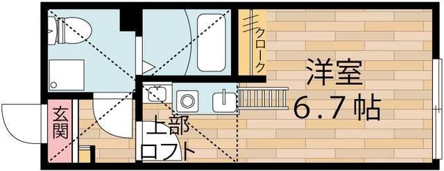 ベルビュー京町(ワンルーム/2階)の間取り写真