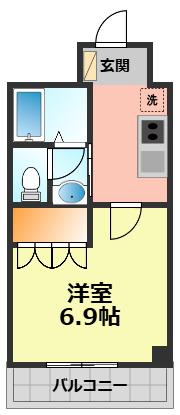 ミニマム(1K/2階)の間取り写真
