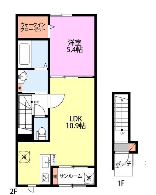 シャンス燕本町(1LDK/2階)の間取り写真