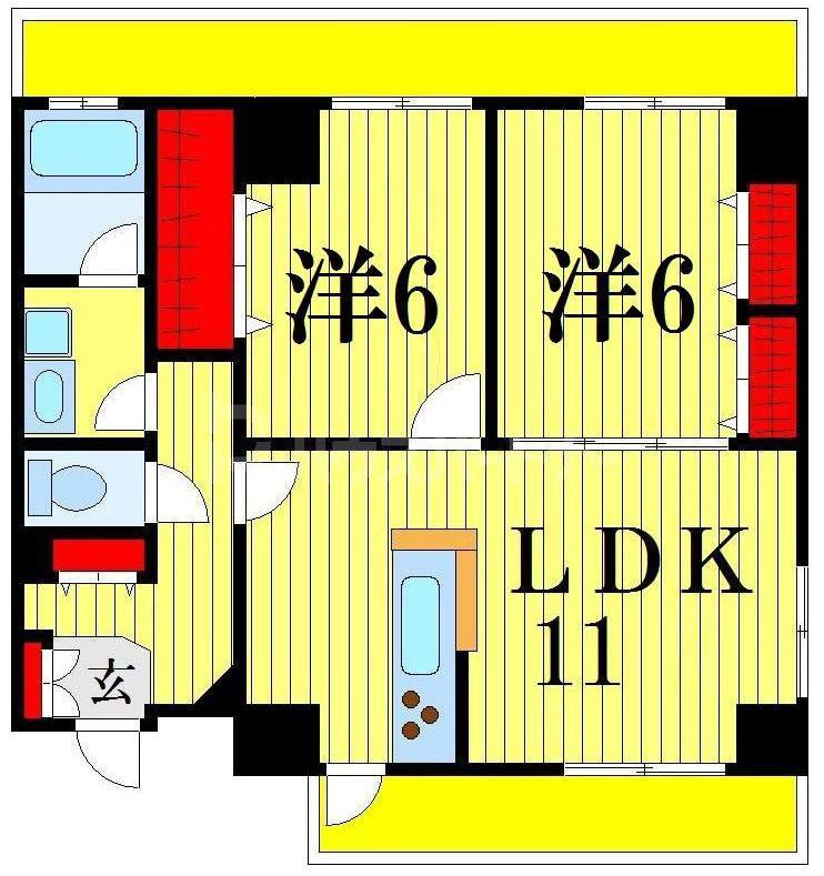 ウィズワン(2LDK/4階)の間取り写真