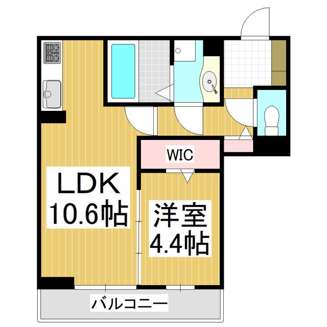 THREE(1LDK/3階)の間取り写真
