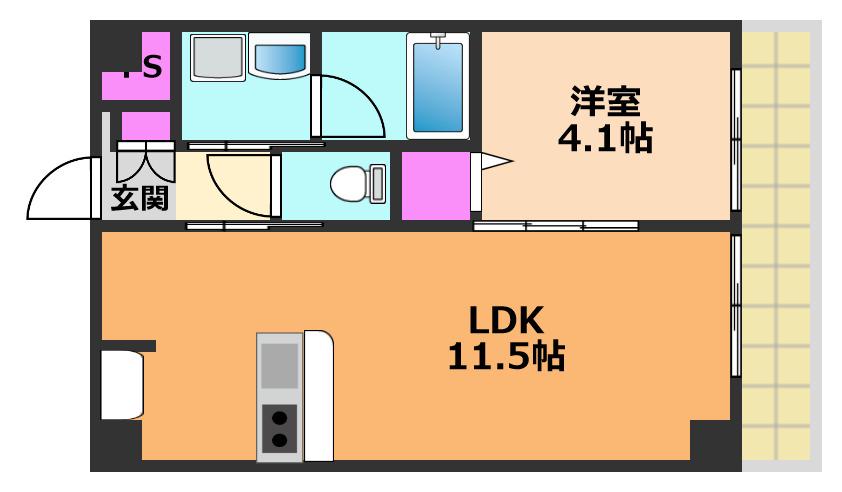 エール茨木本町AILE(1LDK/1階)の間取り写真