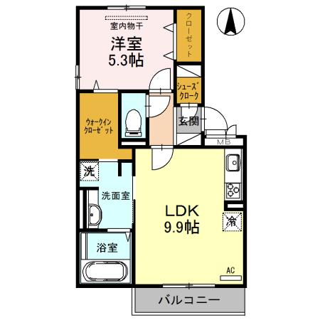 セレンディピティ(1LDK/3階)の間取り写真