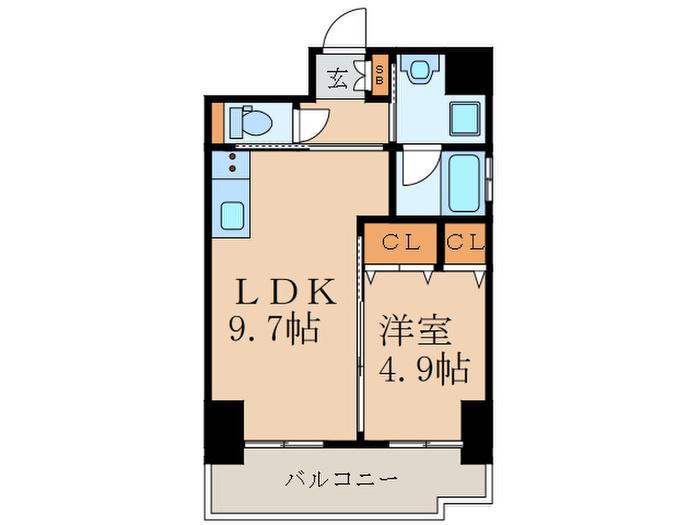 ベルデ エスパシオ(1LDK/5階)の間取り写真