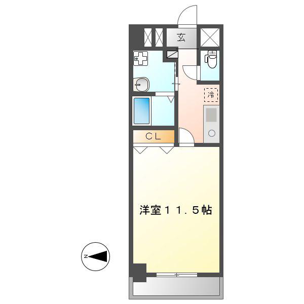 TQレジデンス名古屋錦(1K/8階)の間取り写真