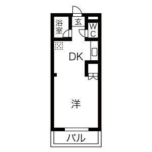 藤ヶ丘レジデンス(1DK/4階)の間取り写真