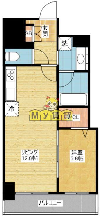 SOU大須(1LDK/12階)の間取り写真