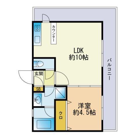 DEUX MILLE田島(1LDK/2階)の間取り写真