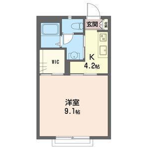 パークサイド松ヶ丘・I番館(1K/1階)の間取り写真