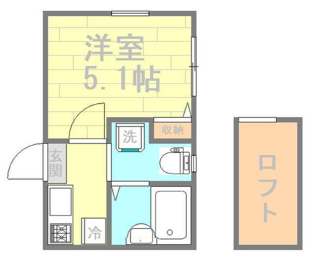 フェリオ(1K/2階)の間取り写真
